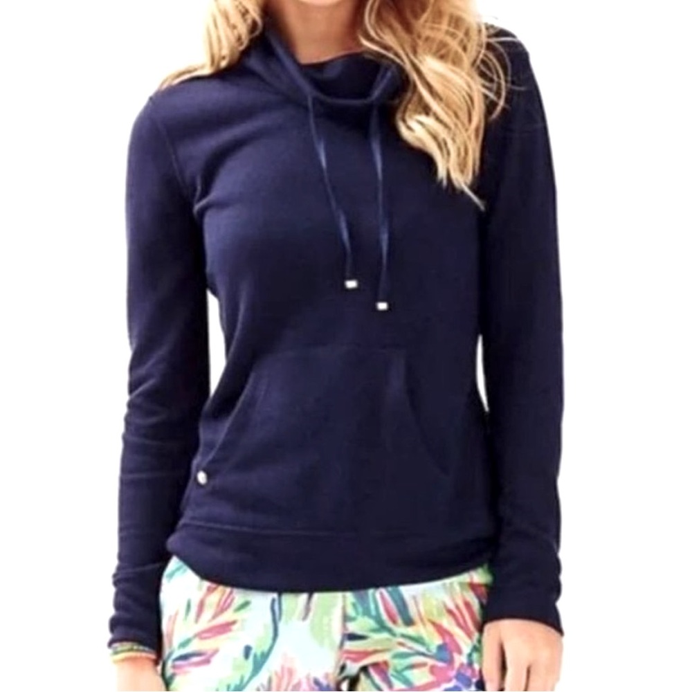 Lilly Pulitzer Hillary Pullover Cowl Neck Navy Blue XS